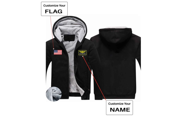 Your Custom Name & Flag (Special Badge) Designed Zipped Sweatshirt Shop - Helicopters Accessories