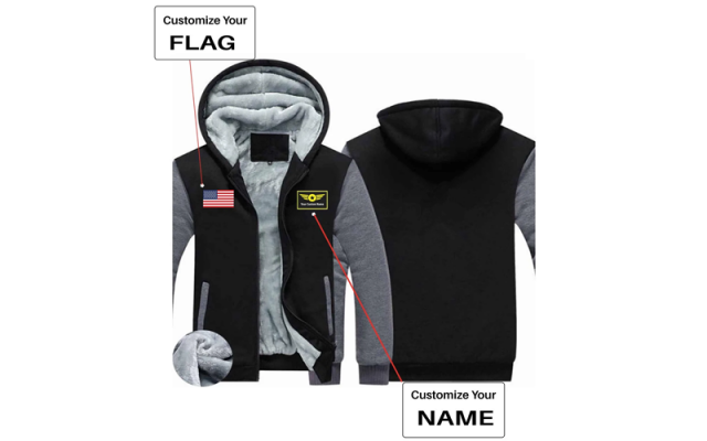 Your Custom Name & Flag (Special Badge) Designed Zipped Sweatshirt Shop - Helicopters Accessories