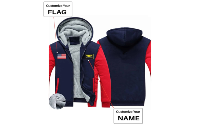 Your Custom Name & Flag (Special Badge) Designed Zipped Sweatshirt Shop - Helicopters Accessories