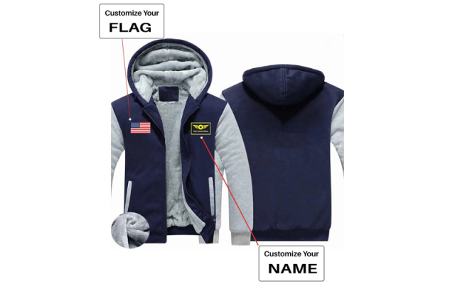 Your Custom Name & Flag (Special Badge) Designed Zipped Sweatshirt Shop - Helicopters Accessories
