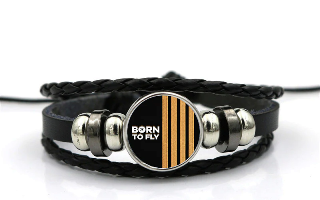 Born to Fly & Pilot Epaulettes (4,3,2 Lin) Designed Leather Bracel Shop - Aircraft Accessories