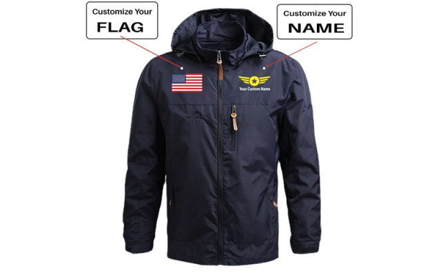 Custom Flag & Name with "Badge 4" Designed Thin Stylish  Shop - Aircraft Accessories