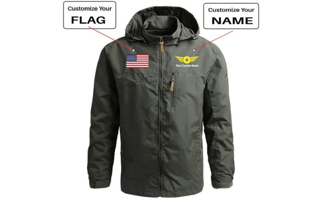 Custom Flag & Name with "Badge 4" Designed Thin Stylish  Shop - Aircraft Accessories