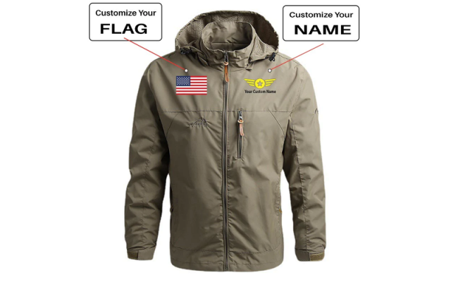Custom Flag & Name with "Badge 4" Designed Thin Stylish  Shop - Aircraft Accessories