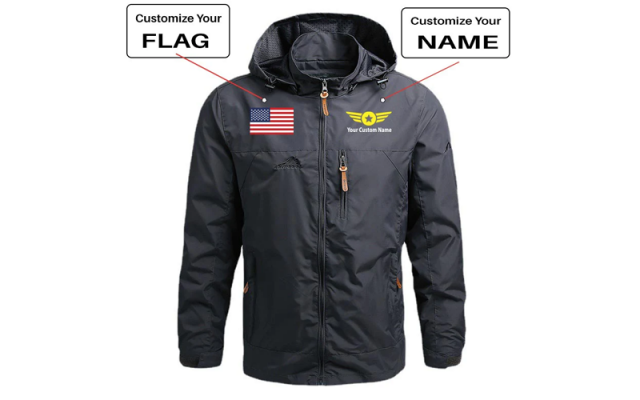 Custom Flag & Name with "Badge 4" Designed Thin Stylish  Shop - Aircraft Accessories