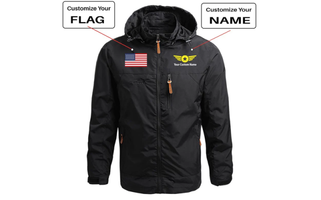 Custom Flag & Name with "Badge 4" Designed Thin Stylish  Shop - Aircraft Accessories