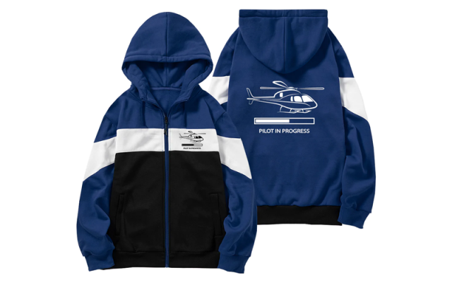 Pilot In Progress (Helicopter) Designed Colourful Zipped Hoodies Shop - Helicopters Accessories