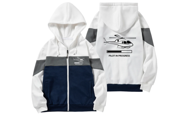 Pilot In Progress (Helicopter) Designed Colourful Zipped Hoodies Shop - Helicopters Accessories