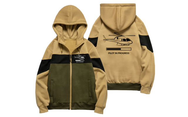 Pilot In Progress (Helicopter) Designed Colourful Zipped Hoodies Shop - Helicopters Accessories