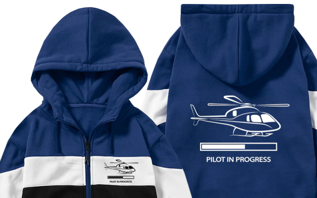 Pilot In Progress (Helicopter) Designed Colourful Zipped Hoodies Shop - Helicopters Accessories
