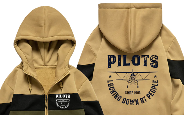 Pilots Looking Down at People Since 1903 Designed Colourful Zipped Hoodies Shop - Aircraft Accessories