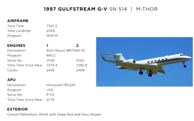 1997 Gulfstream G-V. SN 514  |  M-THOR Gulfstream - Aircraft Turbofan